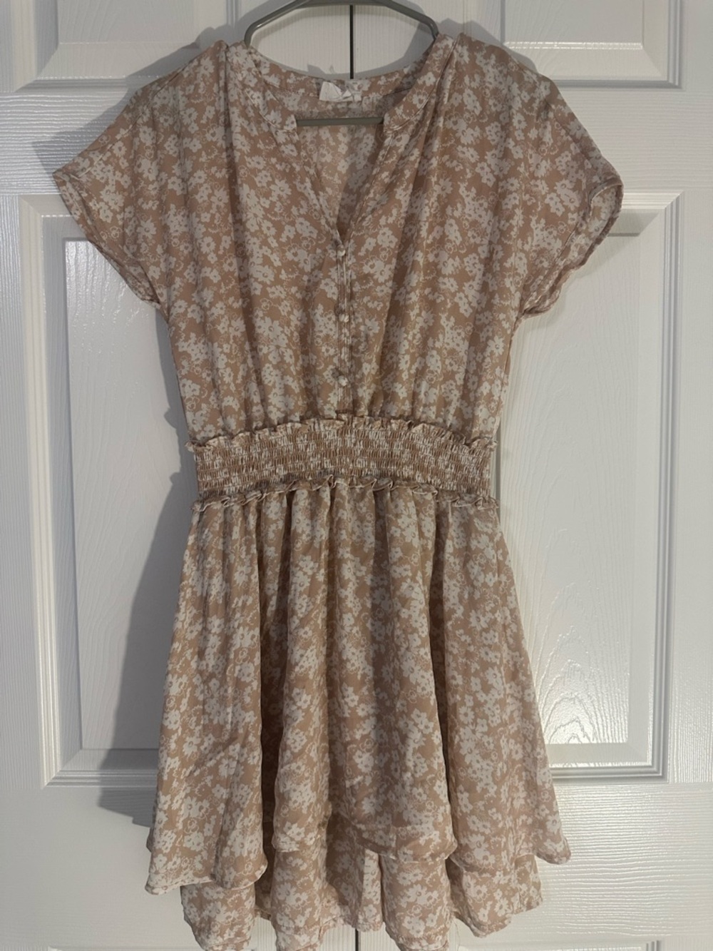 Sienna Sky Beige Floral Mini Dress